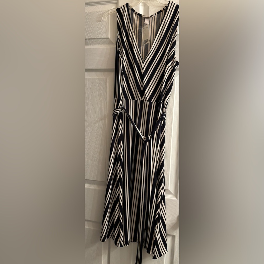 H&M black and cream stripped dress.  Size M.